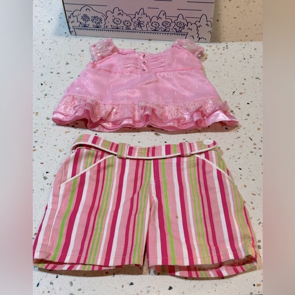 Build-A-Bear‎ Pink Lace Trimmed Top and Striped Shorts, Plush NOT Included - Picture 3 of 10